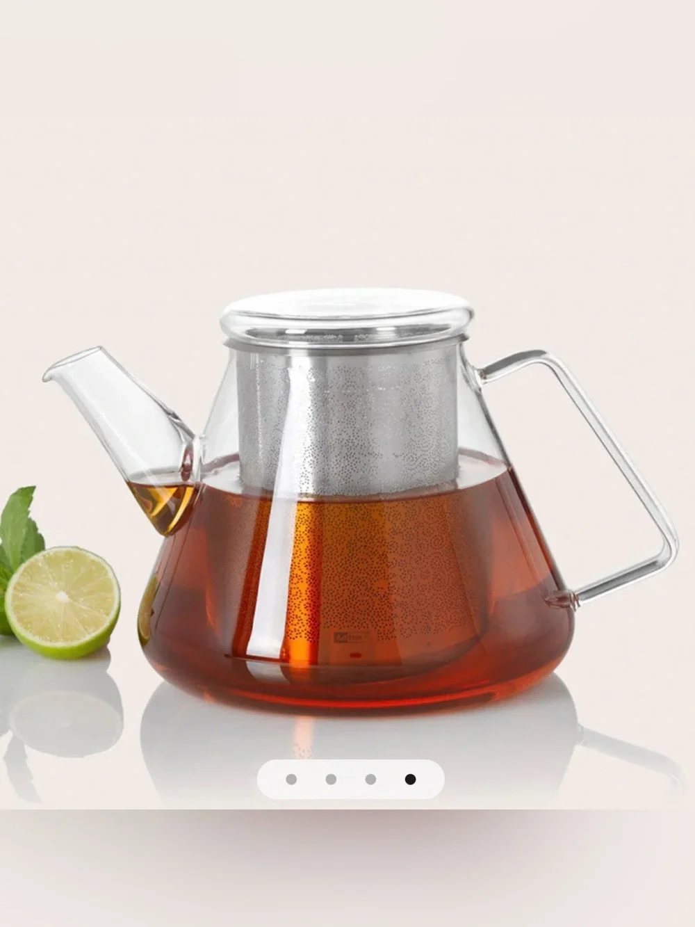 AdHoc Borosilicate Glass Tea Pot w/ Stainless Steel Infuser Heat Resistant EUC